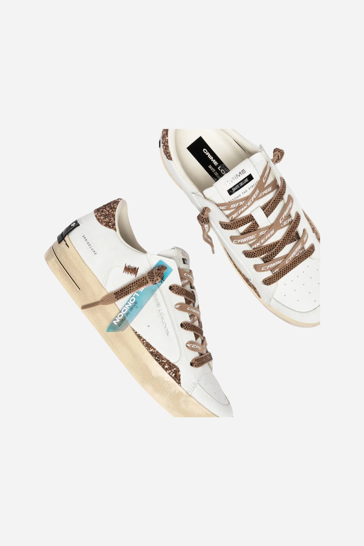 Skate Sneakers 23104 10 Glitter in pelle - Bianco-Bronzo