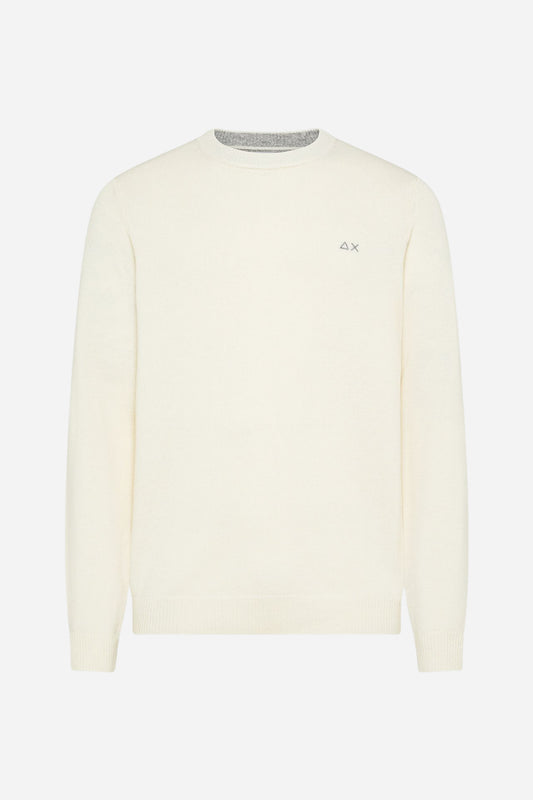 Maglia Sun68 girocollo lana e cashmere - Panna
