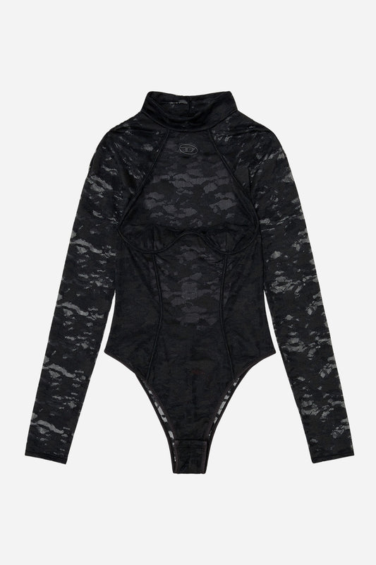 Body in pizzo di nylon con schiena scoperta