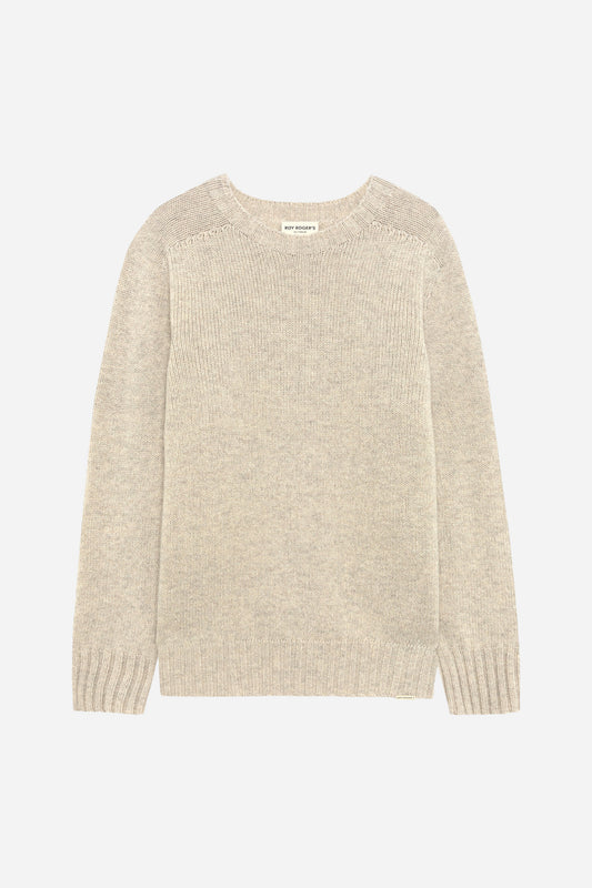 Pullover Roy Roger's lana merino girocollo - Beige