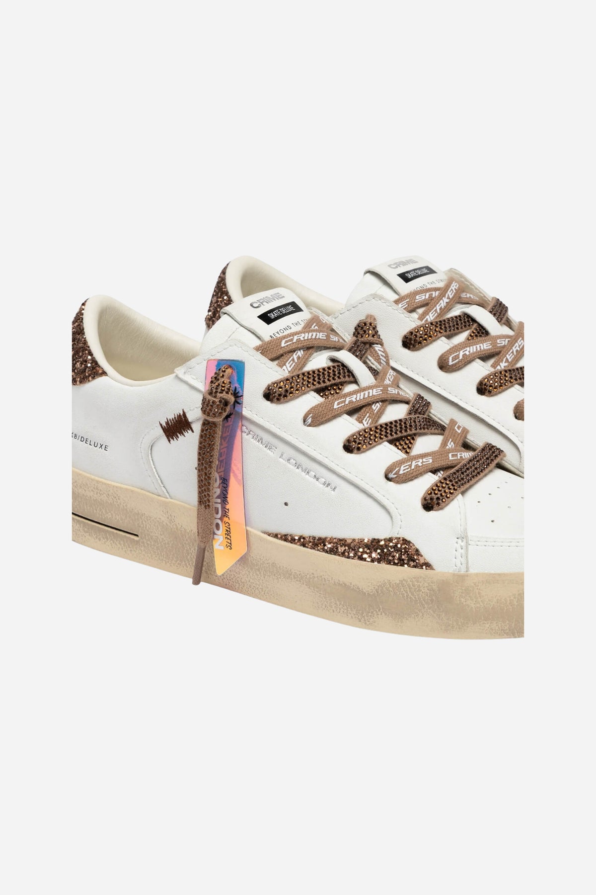 Skate Sneakers 23104 10 Glitter in pelle - Bianco-Bronzo