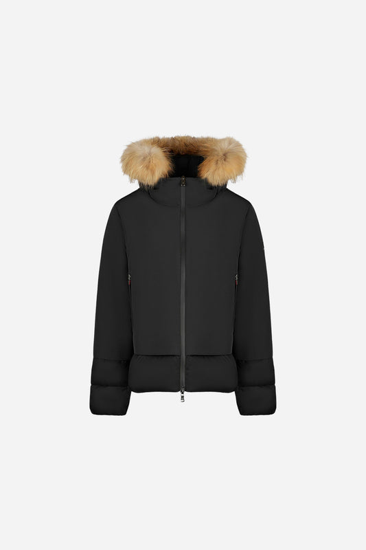Giacca Noralee short fur corta con cappuccio