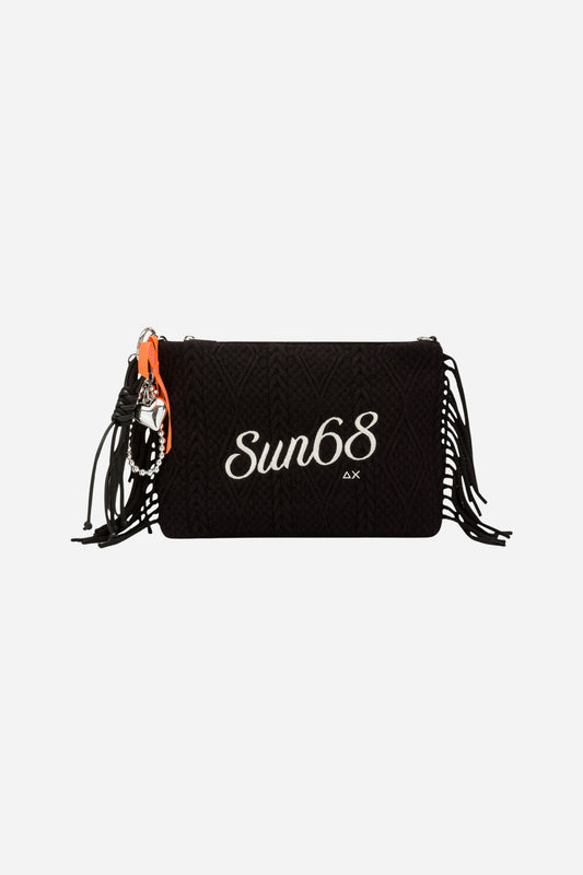 Sun68 Pochette piccola in maglia con frange - Nero