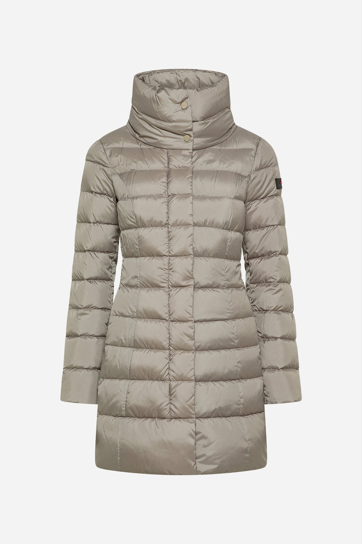 Piumino lungo slim collo alto in poliestere riciclato