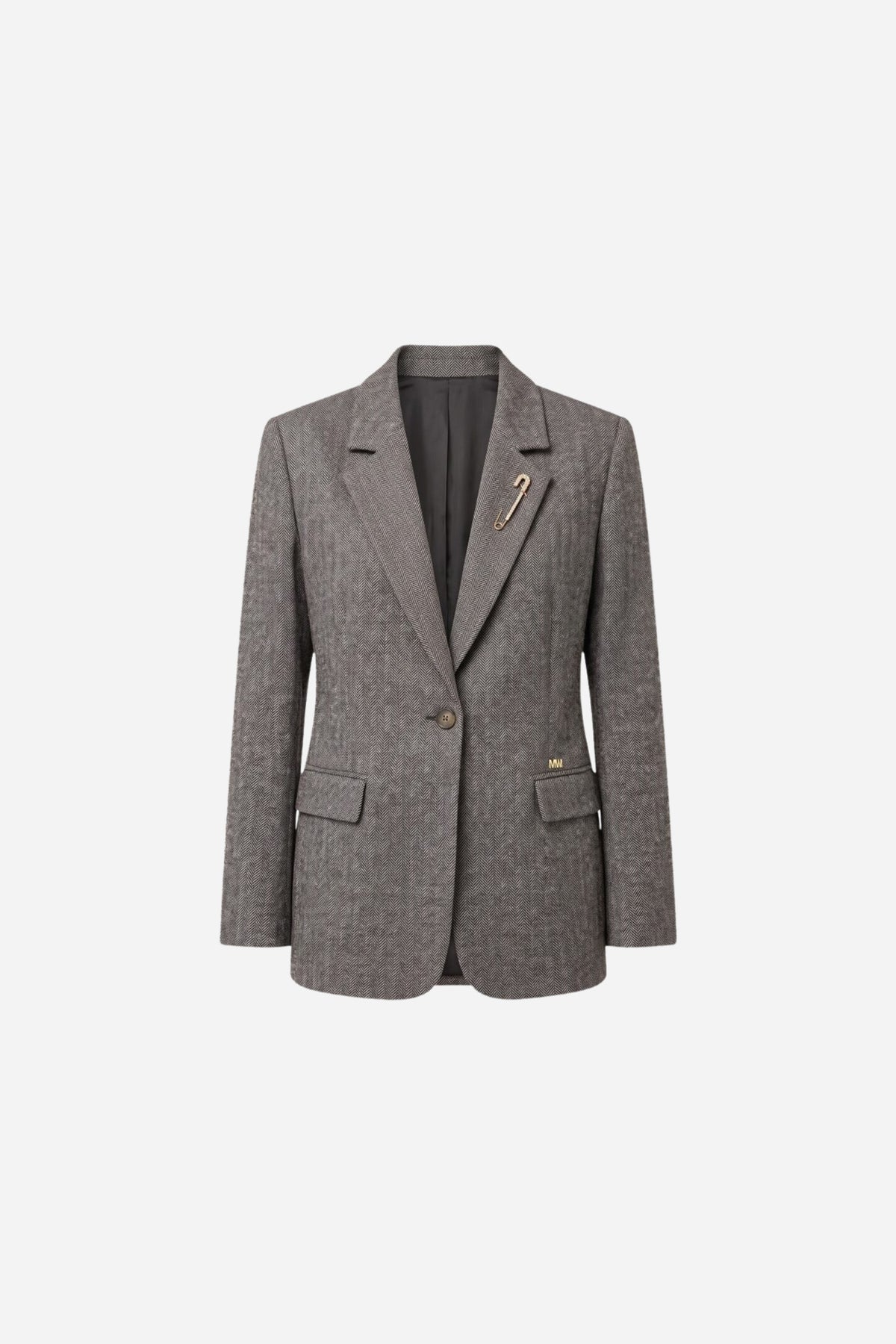 Blazer Markup tessuto spigato bimaterico