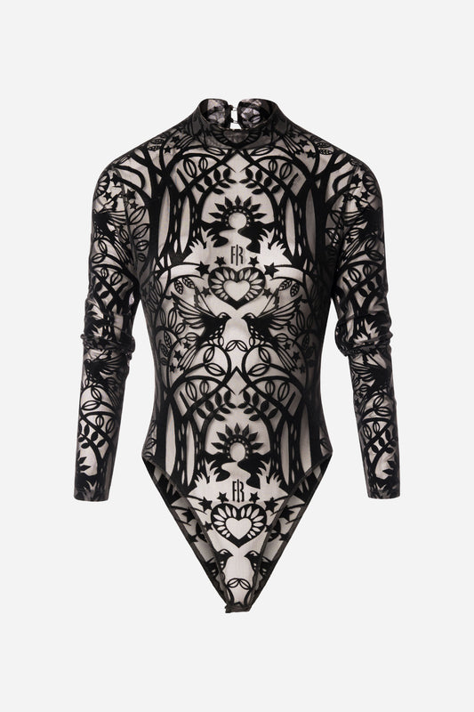 Body Fracomina slim in pizzo collo alto