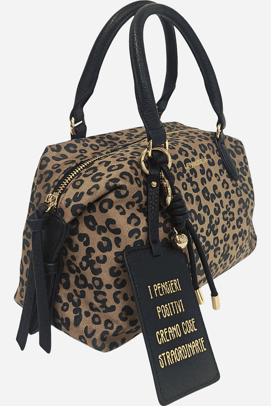 Chicago bauletto medio a mano scamosciato animalier
