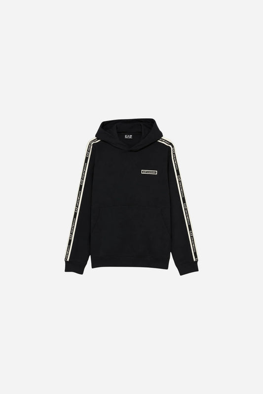 Felpa EA7 uomo con cappuccio bande logate