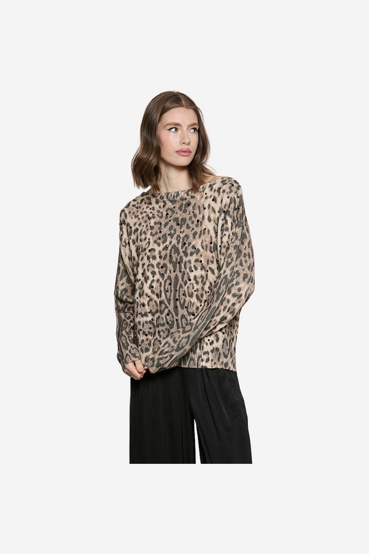 Maglia BAGLIO manica lunga collo barca animalier