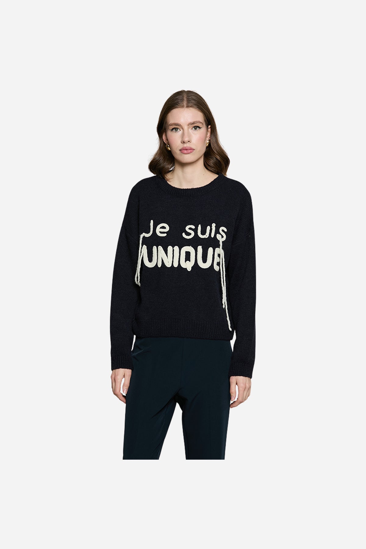 Maglia PINIA manica lunga con scritta ricamo