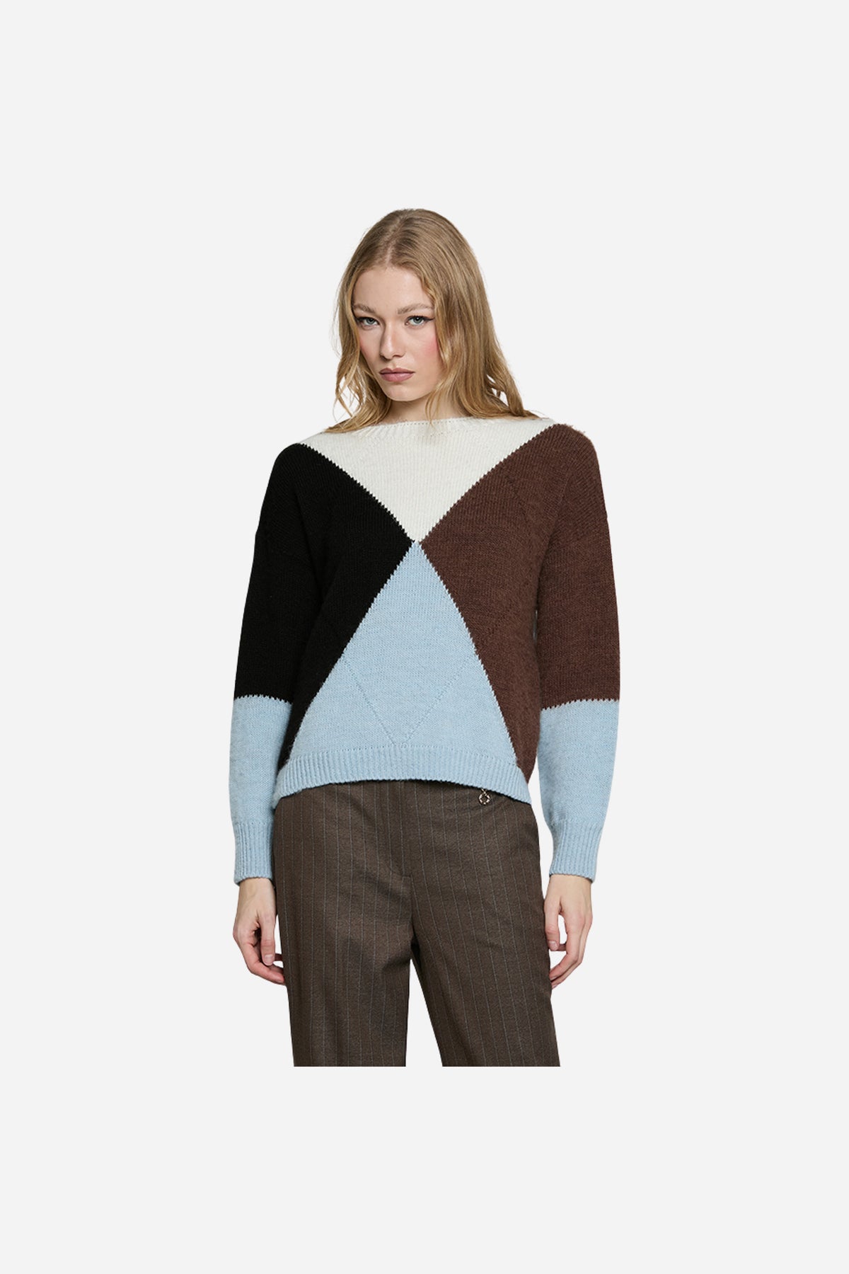 Maglia BRUXELLES manica lunga girocollo rombi