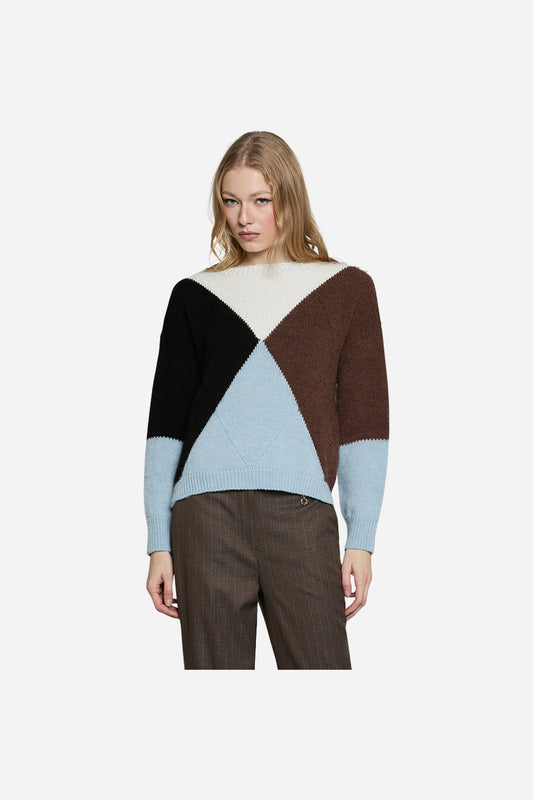 Maglia BRUXELLES manica lunga girocollo rombi