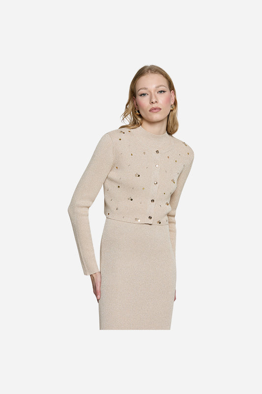 Cardigan VERITY corto manica lunga con paillettes