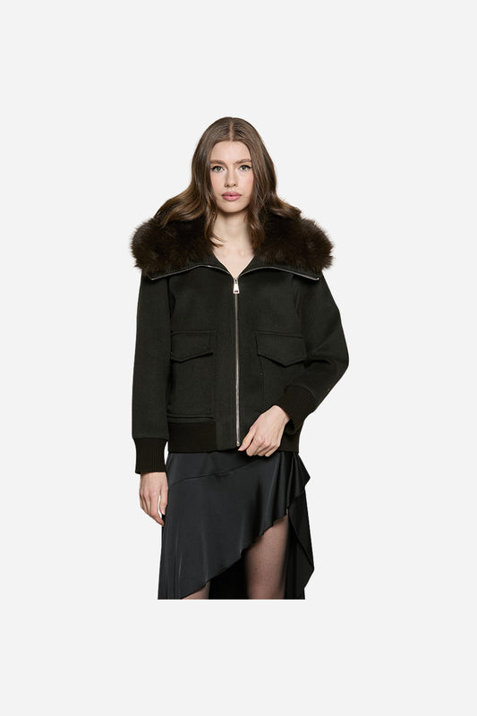 Cappotto SAEZ corto collo ecopelliccia staccabile
