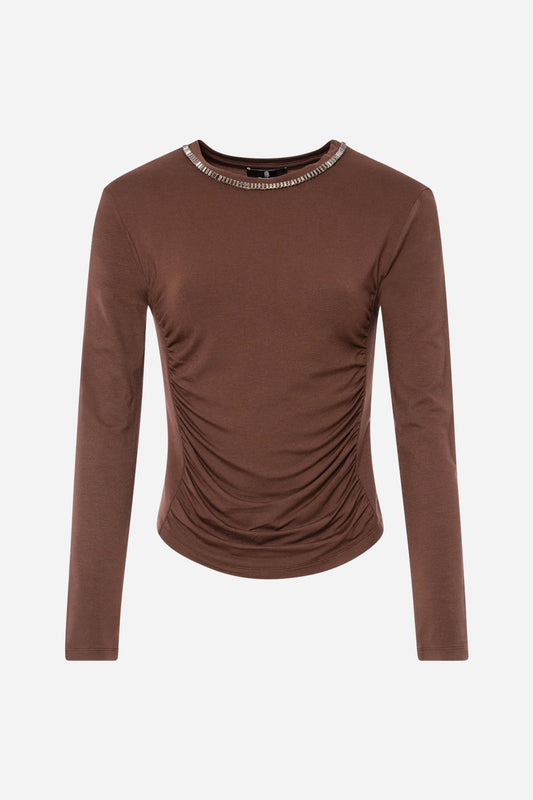 T-shirt Fracomina regular in jersey di viscosa - Marrone