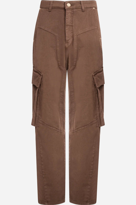Fracomina Pantalone carrot balloon fit in gabardina - Marrone