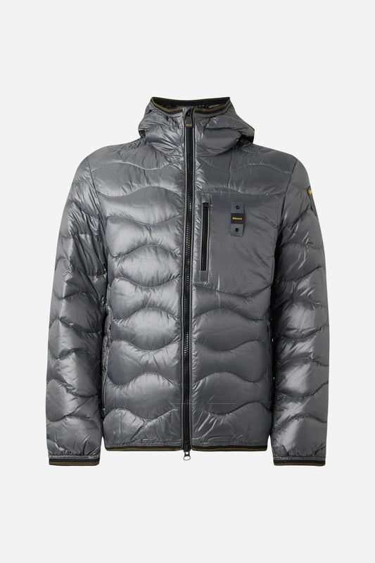 Blauer Piumino corto Wave trapuntato - Rocky grey