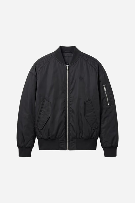 Giubbotto bomber uomo nylon con ali tono su tono - Nero