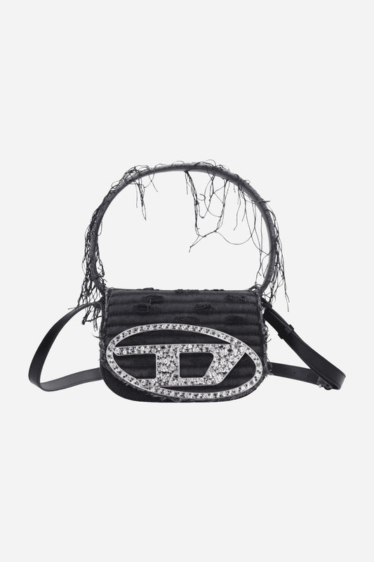 1DR Borsa piccola a spalla in denim e pelle