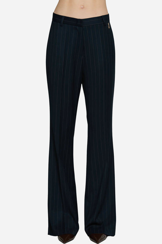 Pantalone IUSSIS vita alta zampa gessato