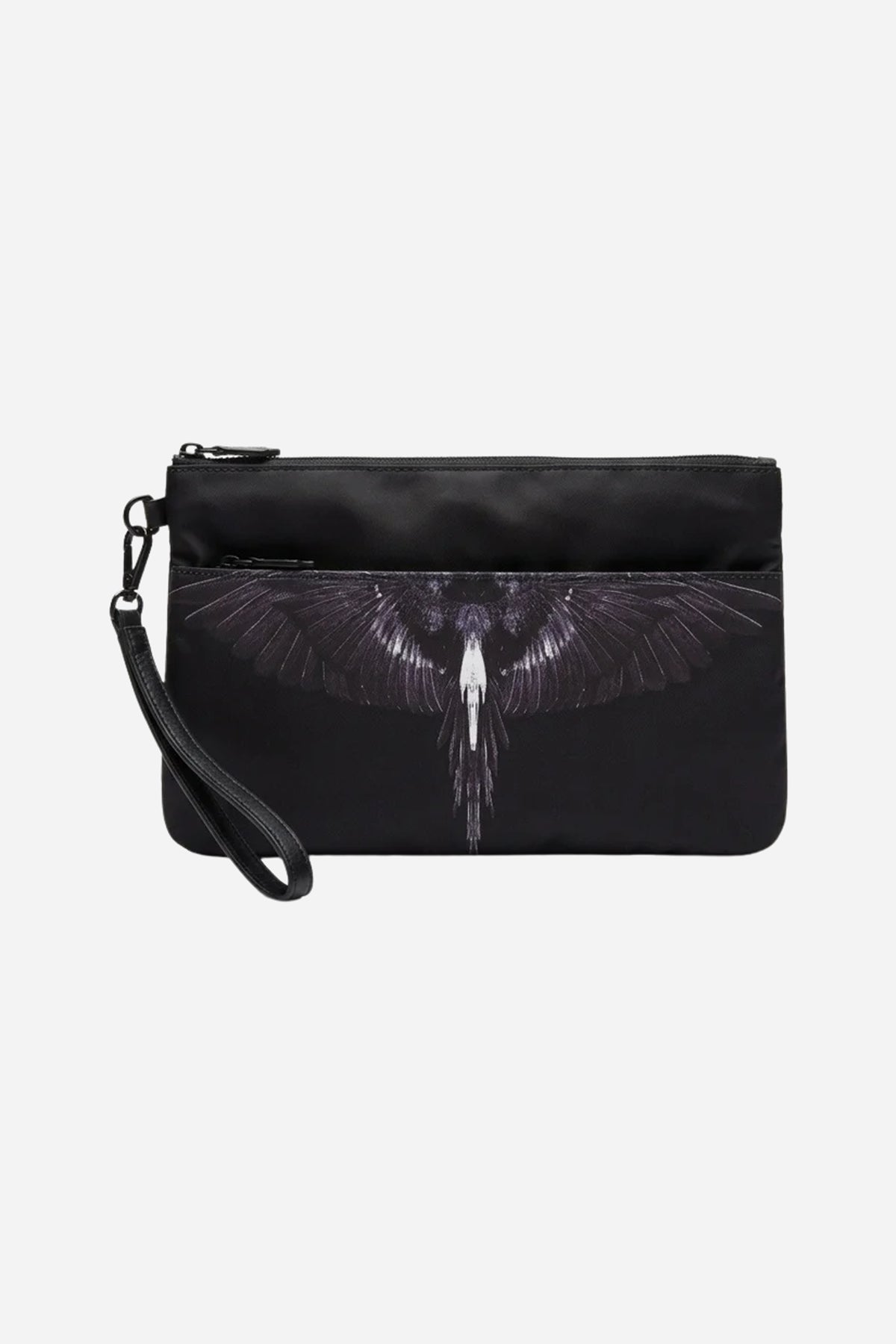 Pochette unisex piccola in nylon tre scomparti - Nero-Viola