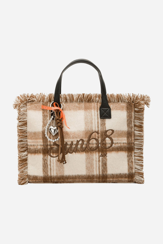 Cali Shopping bag media in lana con frange