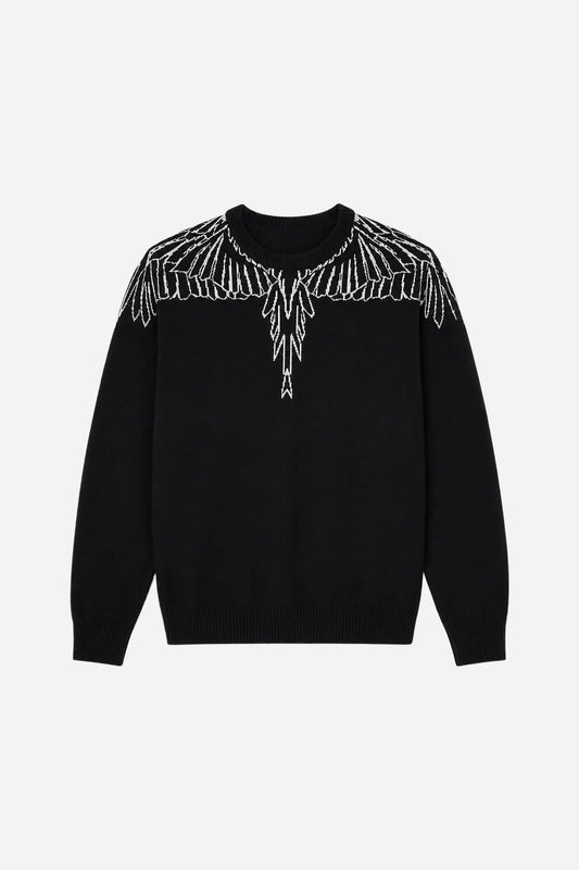 Sweater Feathers maglione girocollo uomo lana - Nero