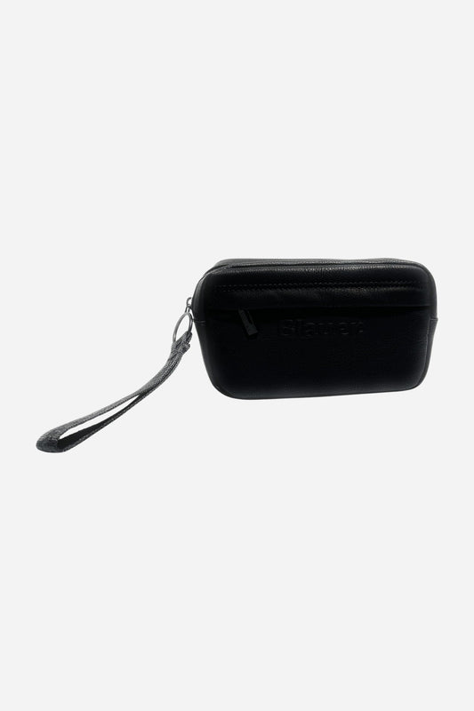 Blauer Pochette piccola in ecopelle martellata