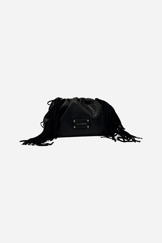 Capsule Borsa a spalla media frange in PU - Nero
