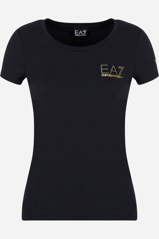 EA7 T-shirt girocollo slim in misto cotone modal