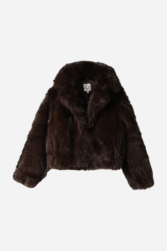 Cappotto pelliccia sintetica scollo a V