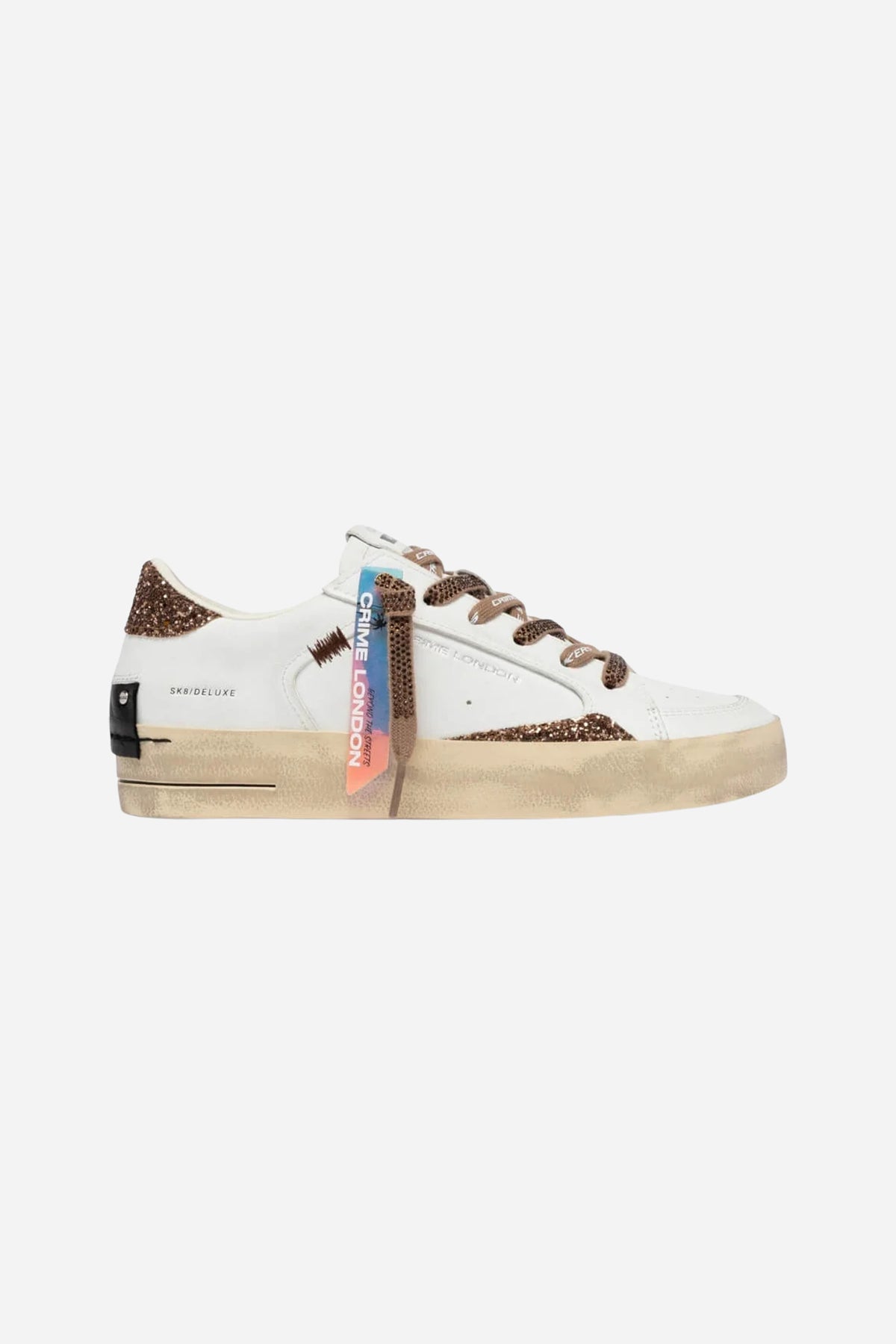 Skate Sneakers 23104 10 Glitter in pelle - Bianco-Bronzo