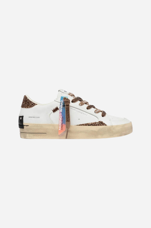 Skate Sneakers 23104 10 Glitter in pelle - Bianco-Bronzo