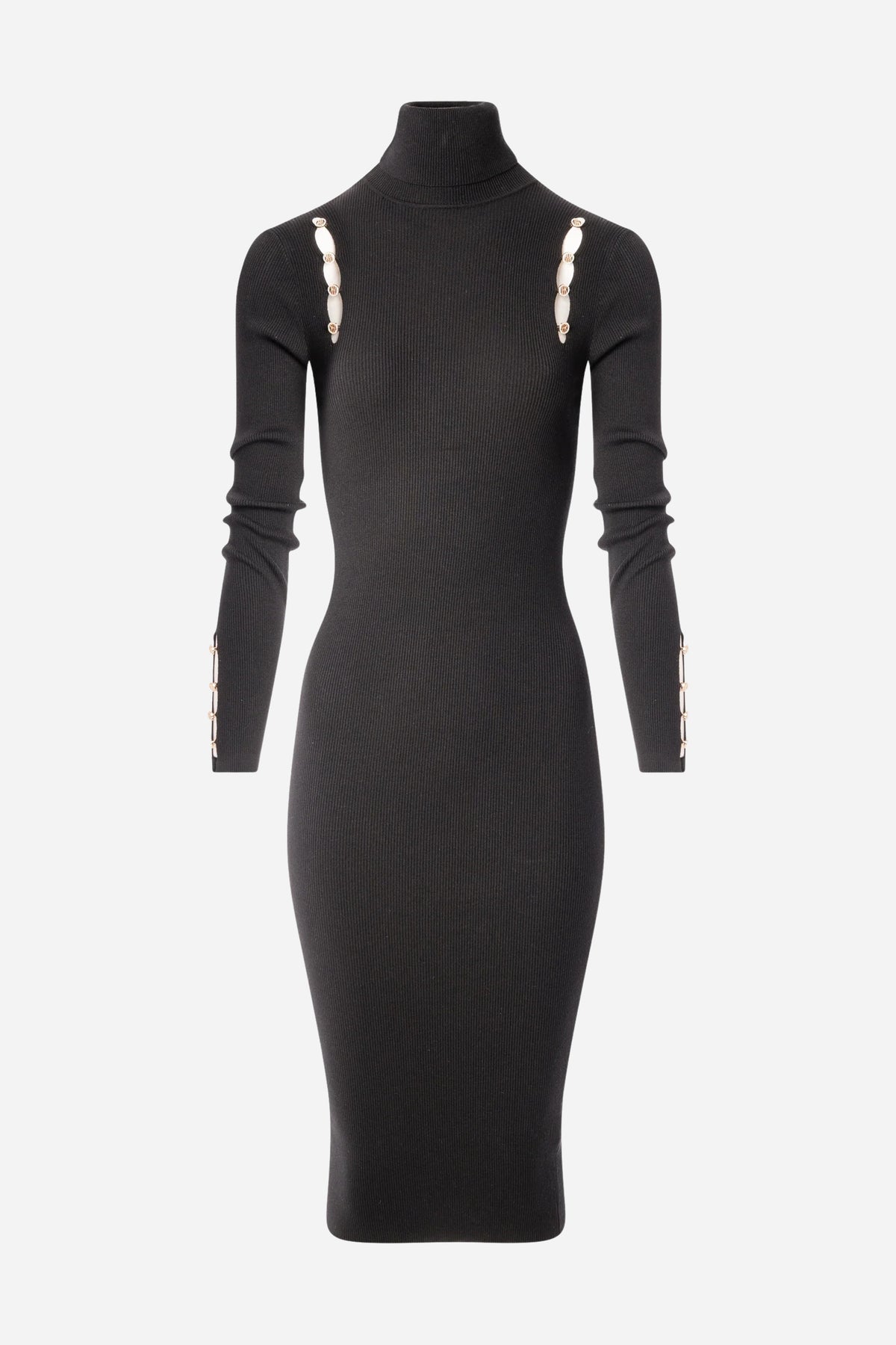 Fracomina abito slim midi in maglia collo alto