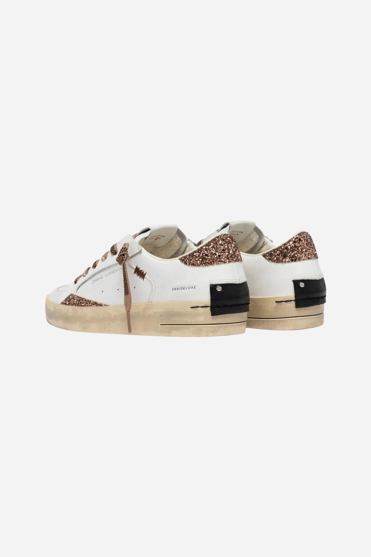 Skate Sneakers 23104 10 Glitter in pelle - Bianco-Bronzo
