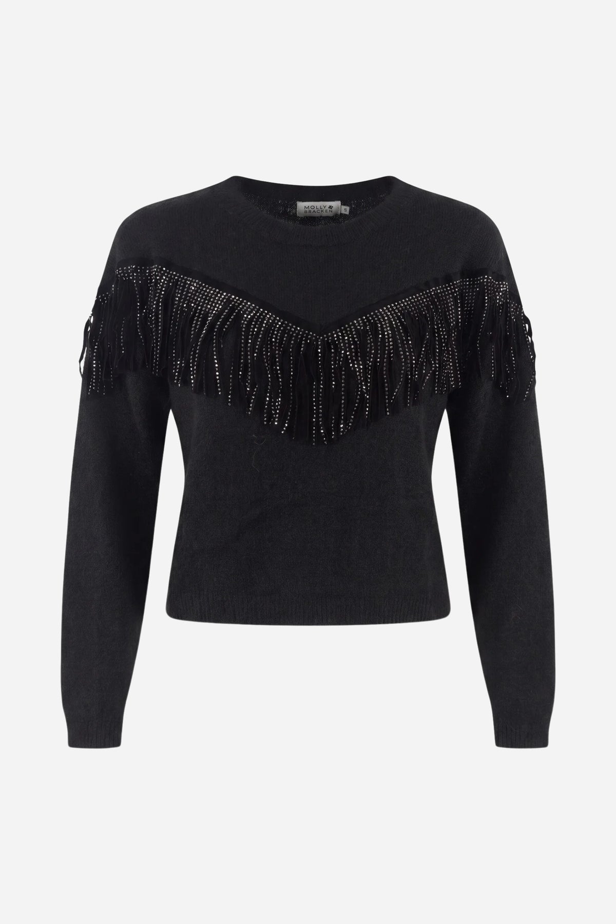 Maglione corto con frange e strass MOLLYBRACKEN