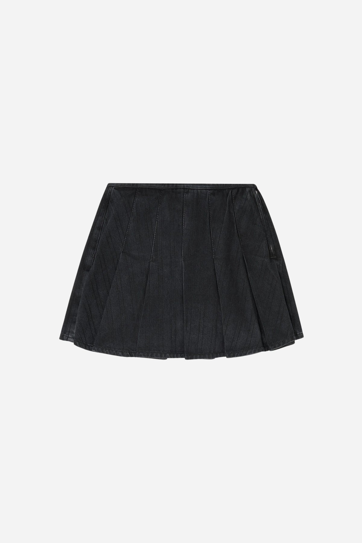 Gonna pantalone plissettata in denim a righe