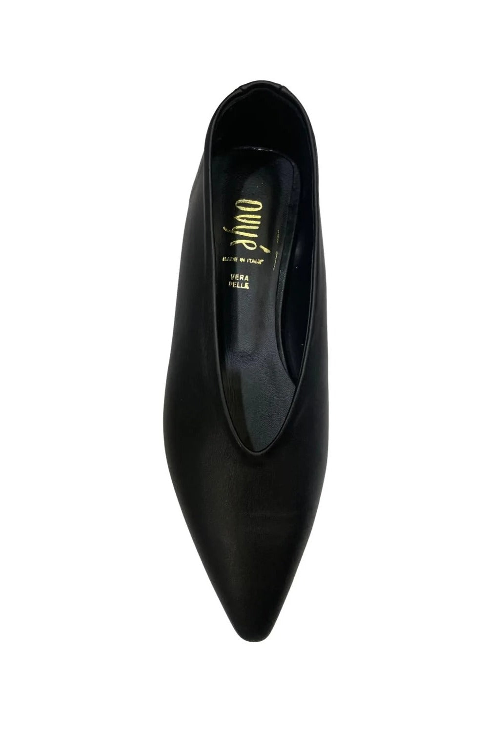 Ovye' Ballerina Donna in Pelle Nera con Scollatura a V – LF411A089